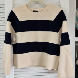 J.Crew Striped Black and Cream Women's Sweater